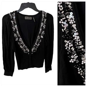 Guess Beaded Sequence Cardigan Sweater Sz SP